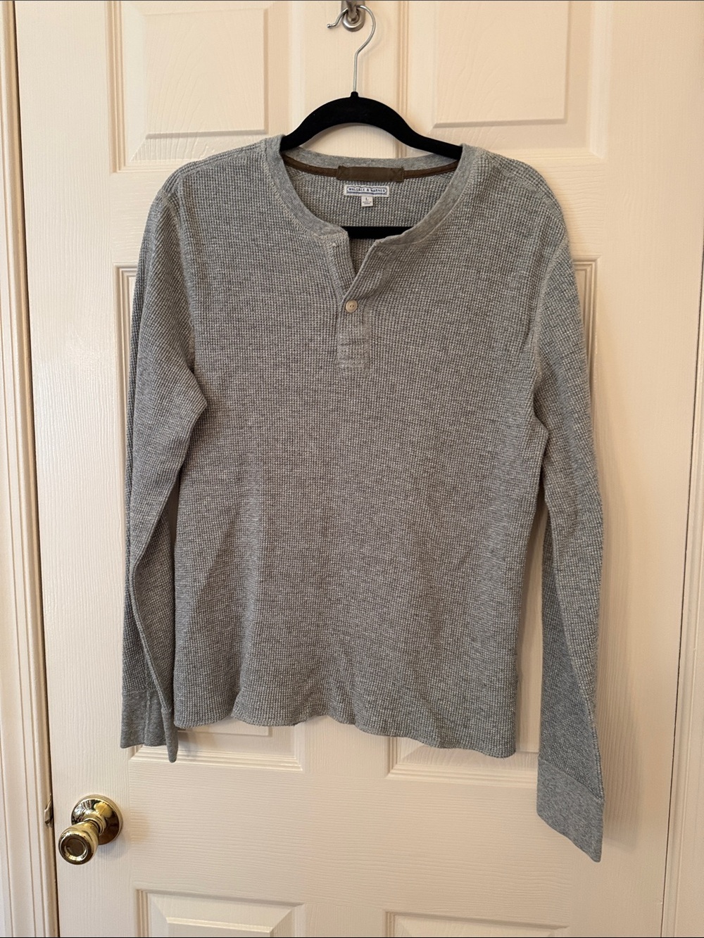 Men's Gray Waffle Henley Long Sleeve Shirt by Charles River Apparel